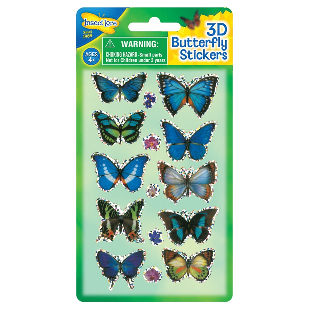 Close up Of Blue and Black Pack of 3D Butterfly Stickers